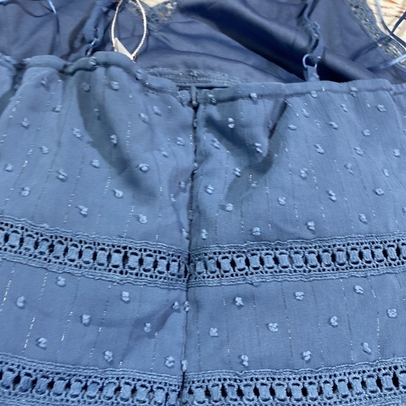 NWOT AEOM Blue Textured Ruffle Tiered Maxi Dress sz S - Picture 9 of 9